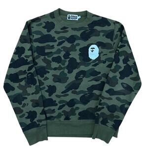 M Bape Green Camo Crewneck Sweatshirt